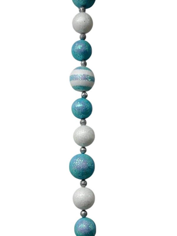 5&#39; Glitter Ball Garland Blue/White