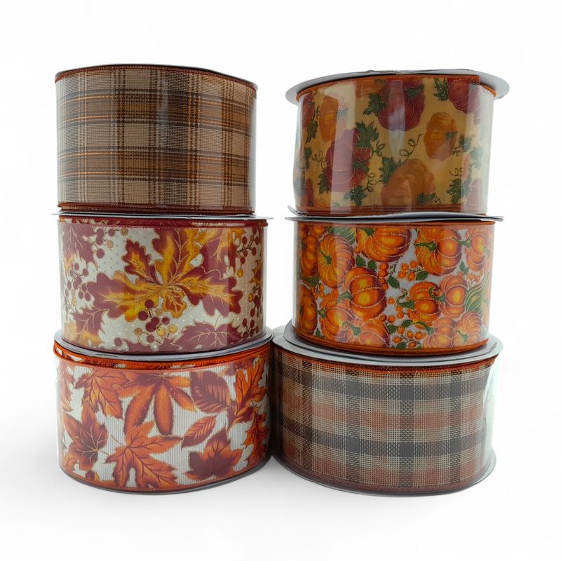 4&quot;x50yd Fall Wired  Ribbon Assorted