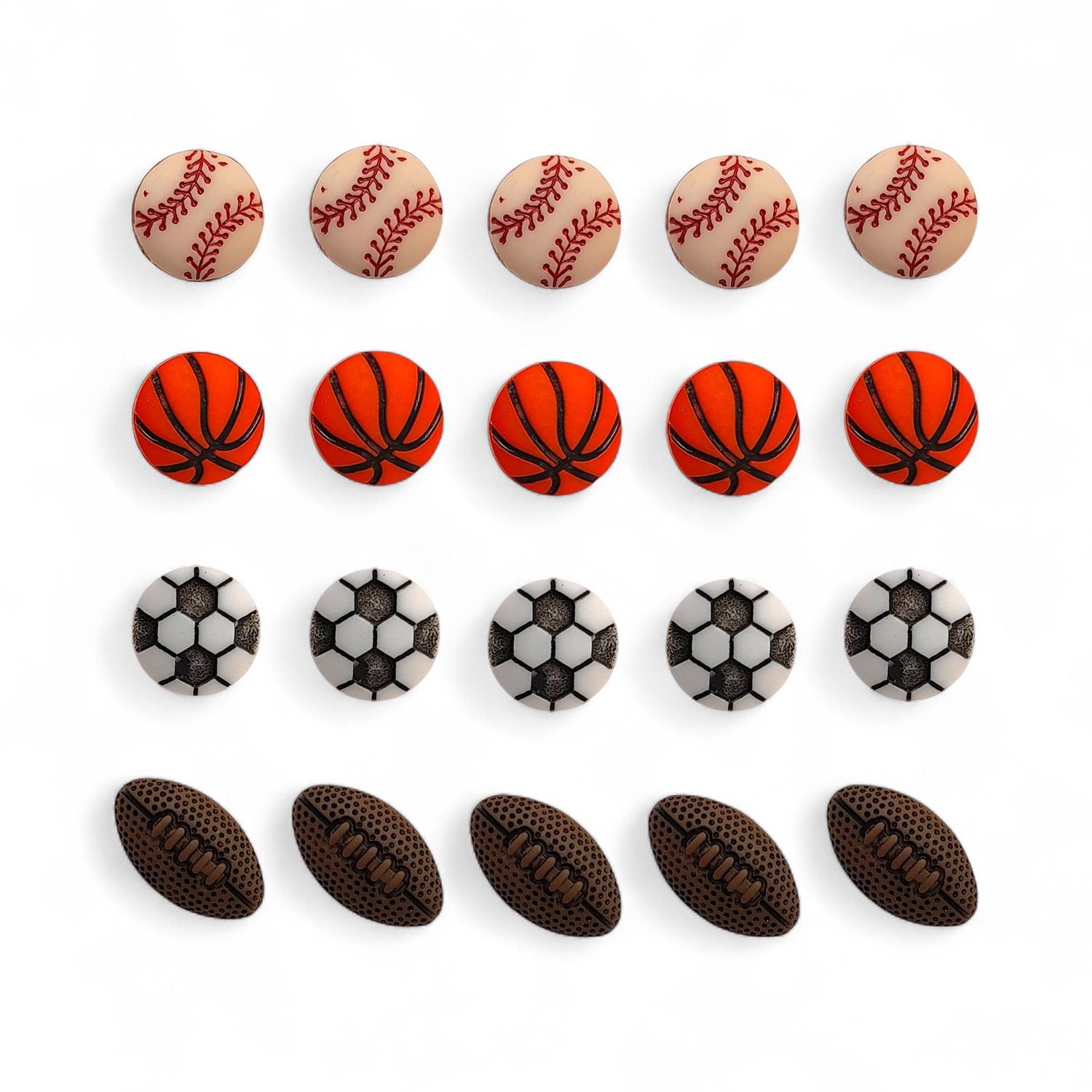 20pc 12mm Tiny Sports Equipment Buttons