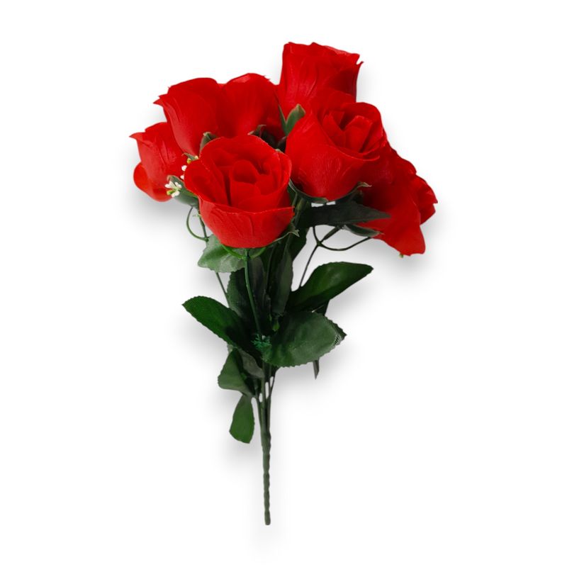 12&quot; Rosebud Bush x7 w/2&quot; Heads Red