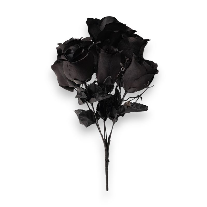 12&quot; Rosebud Bush x7 w/2&quot; Heads Black