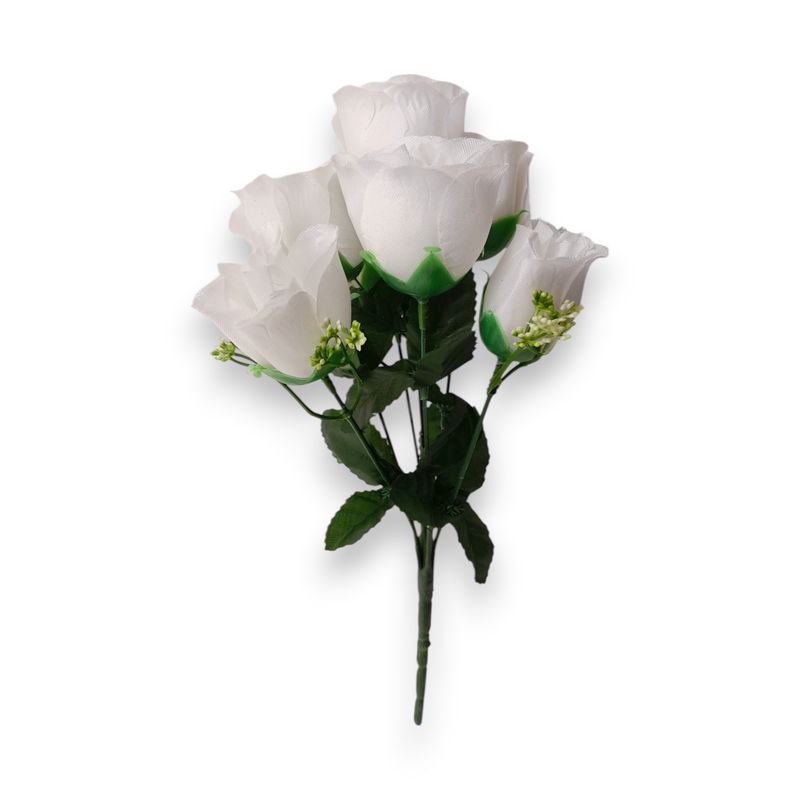 12&quot; Rosebud Bush x7 w/2&quot; Heads White