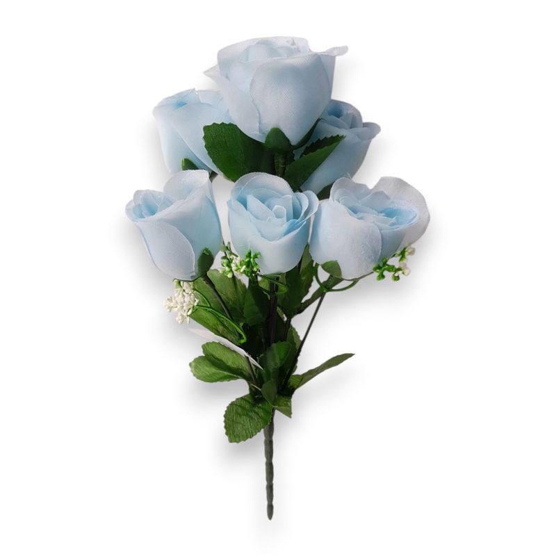 12" Rosebud Bush x7 w/2" Heads Light Blue 12" Rosebud Bush x7 w/2" Heads Light Blue