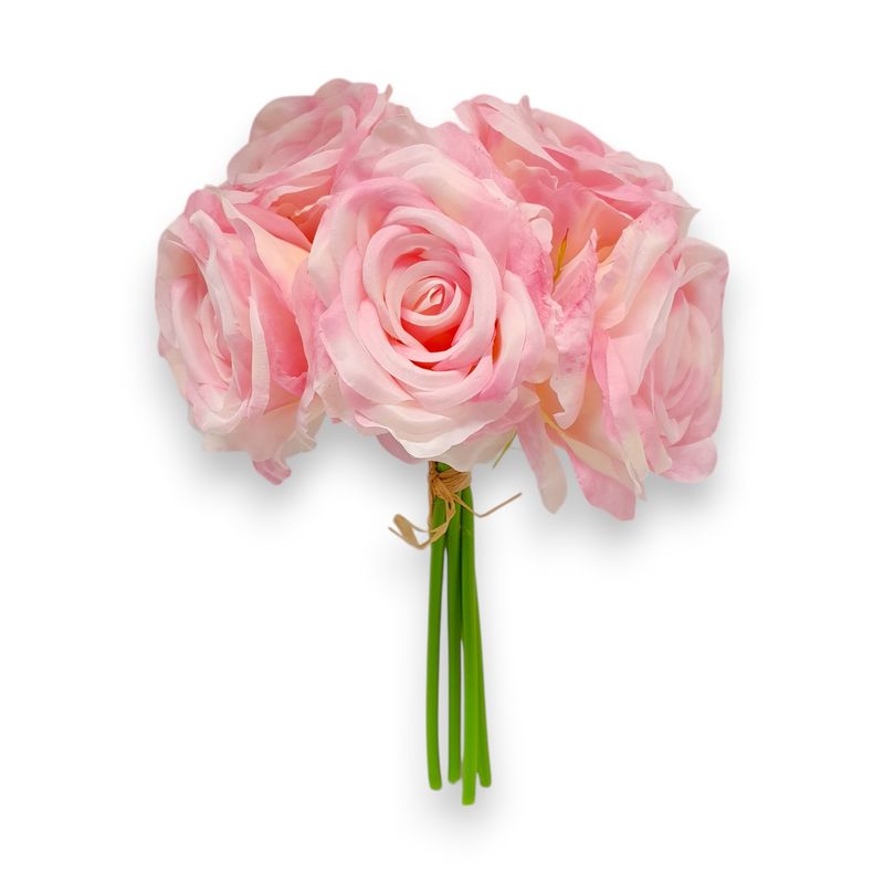 12" Open Rose Bundle x5 w/4" Head Pink 12" Open Rose Bundle x5 w/4" Head Pink