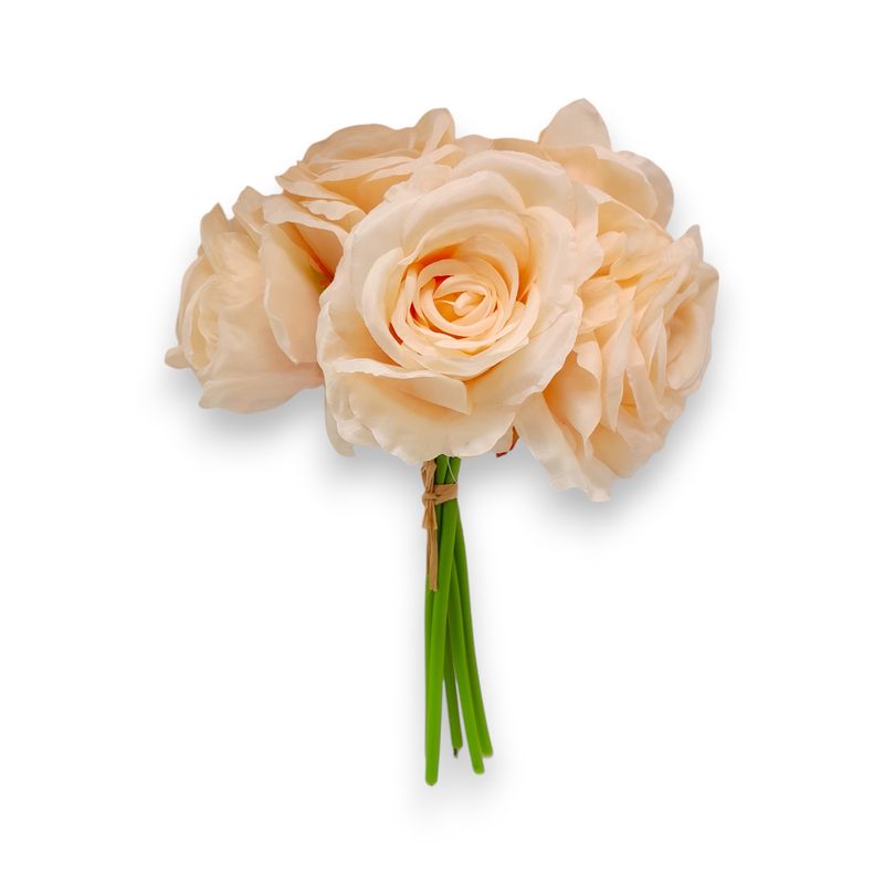 12" Open Rose Bundle x5 w/4" Head Peach 12" Open Rose Bundle x5 w/4" Head Peach
