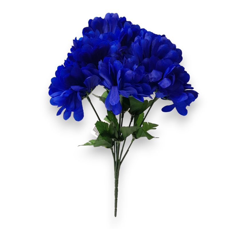 12" Mum Bush x7 w/2.5" Heads Royal Blue 12" Mum Bush x7 w/2.5" Heads Royal Blue