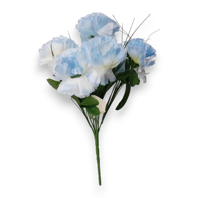 12" Carnation Bush x7 w/2.5" Heads Light Blue 12" Carnation Bush x7 w/2.5" Heads Light Blue