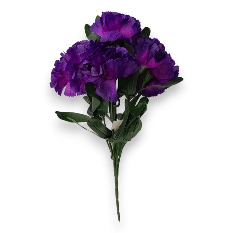12" Carnation Bush x7 w/2.5" Heads Purple 12" Carnation Bush x7 w/2.5" Heads Purple