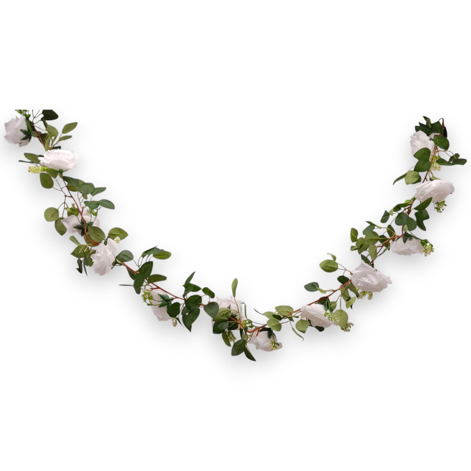 6&#39; Rose Garland w/3&quot; Heads White