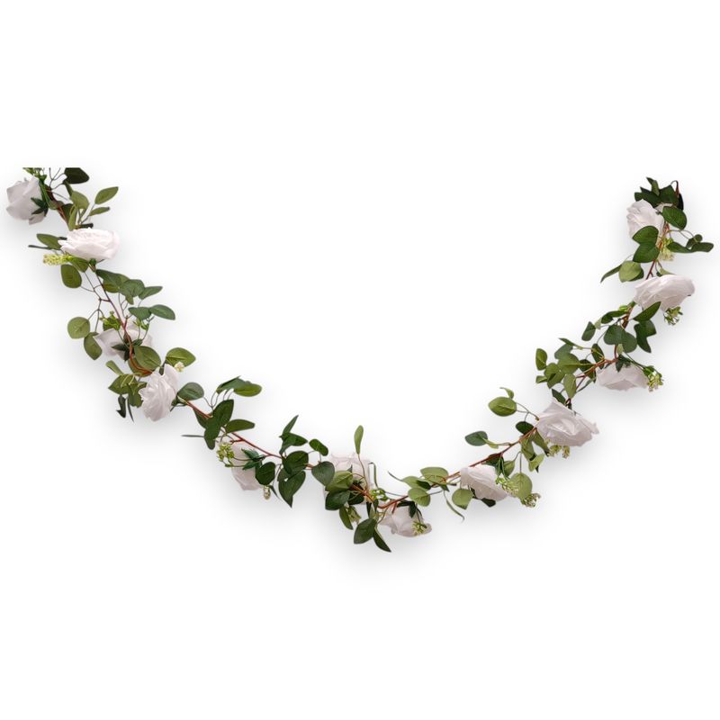 6&#39; Rose Garland w/3&quot; Heads White