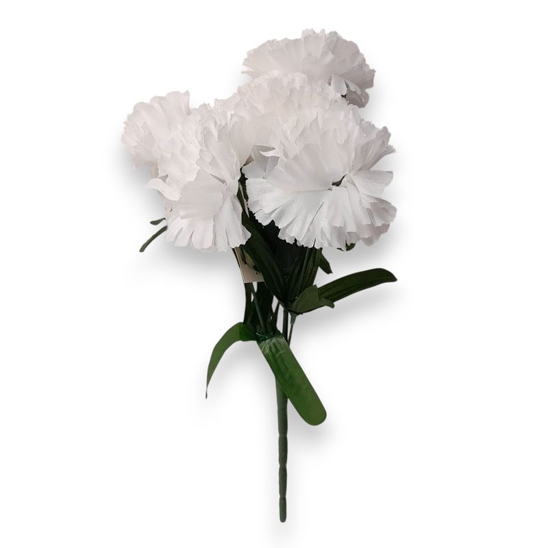 12" Carnation Bush x7 w/2.5" Heads White 12" Carnation Bush x7 w/2.5" Heads White