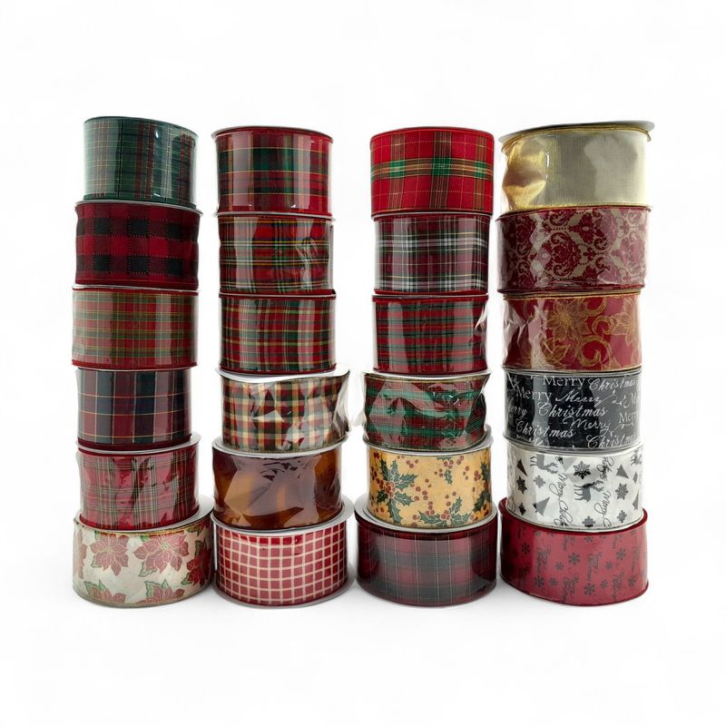 4&quot;x50yd Assorted Wired  Ribbon Christmas