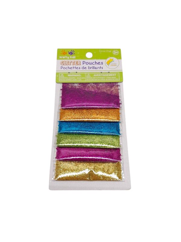 6pc 12gr  Glitter Pouches Assorted