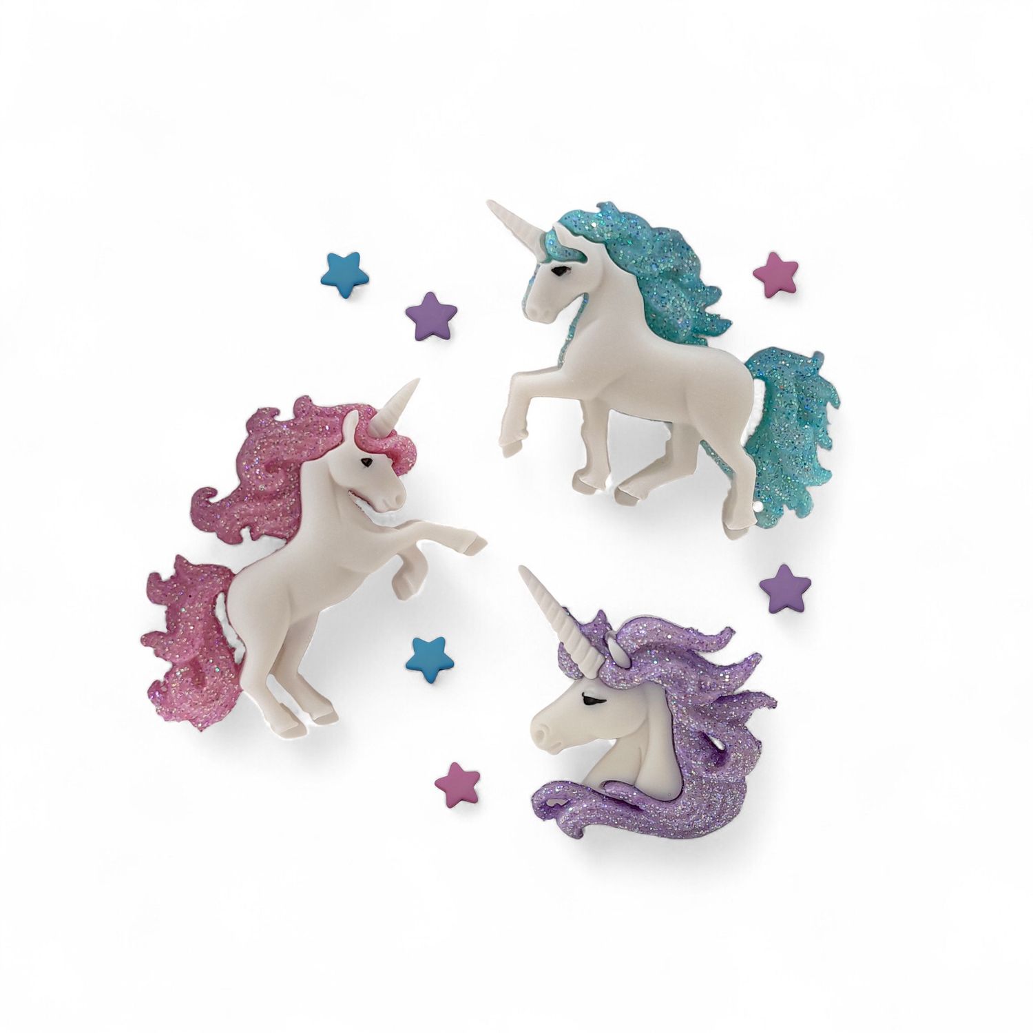 9pc Magical Unicorns Buttons &amp; Star Embellishments