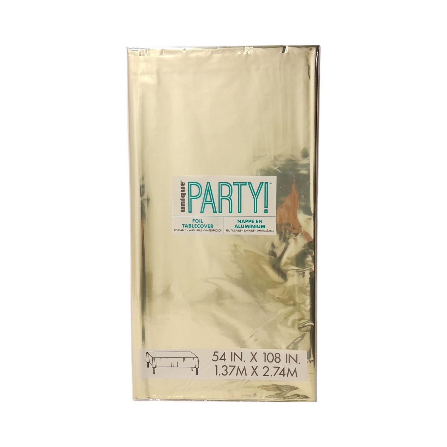 54"x108" Rectangle Foil Table Cover Metallic Gold