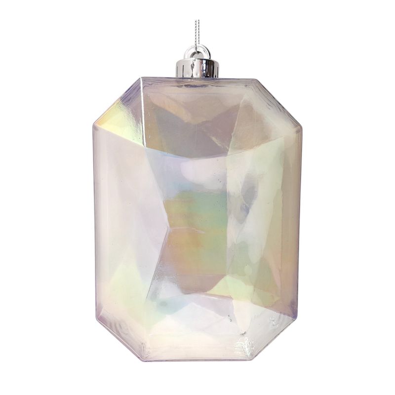 6.25"x4.25" Plastic Rectangle Gem Ornament Iridescent w/Silver Cap 6.25"x4.25" Plastic Rectangle Gem Ornament Iridescent w/Silver Cap