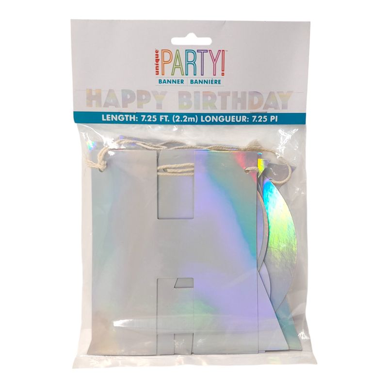 7.25' Happy Birthday Banner Holographic 7.25' Happy Birthday Banner Holographic