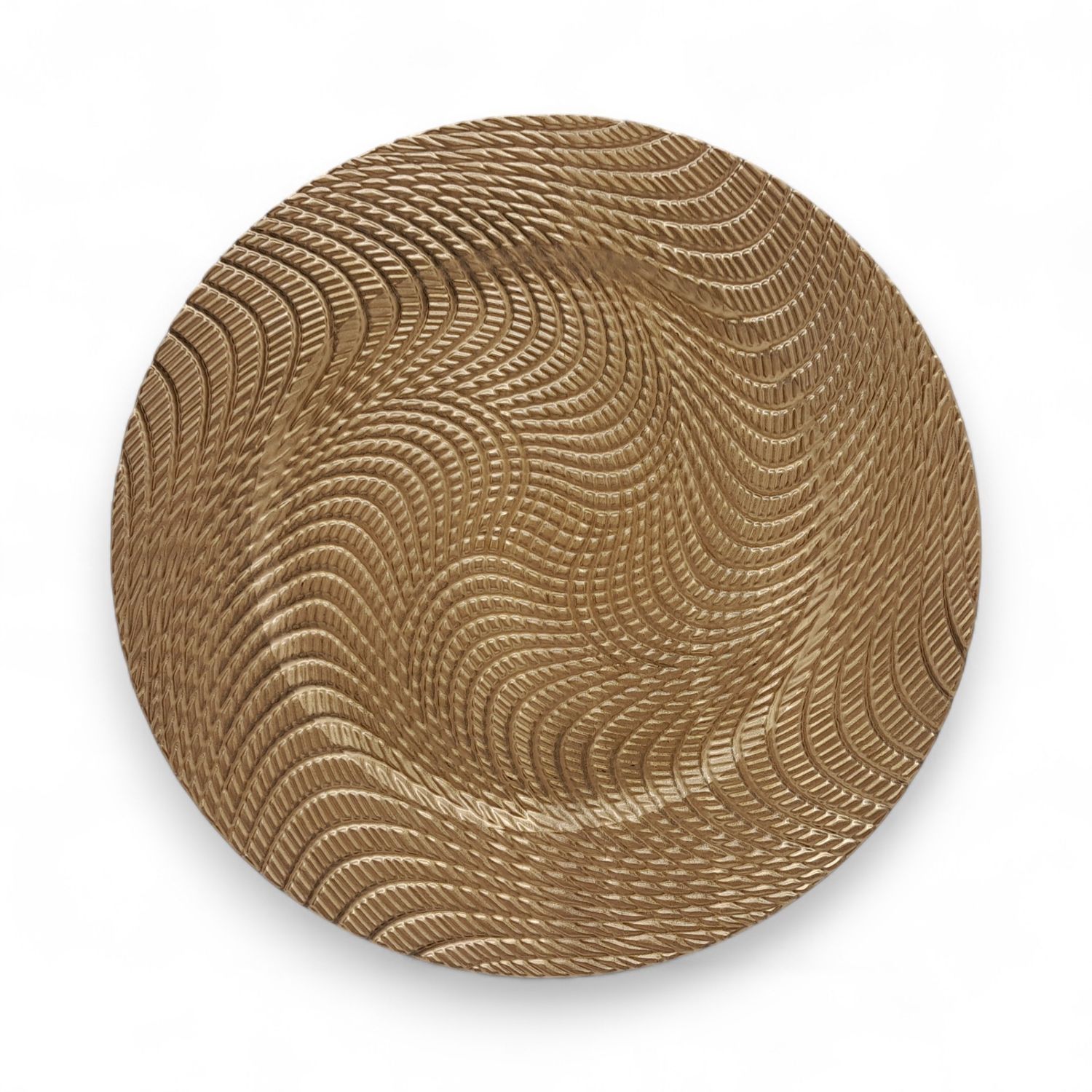 13&quot; Round Plastic Swirl Charger Plate Gold
