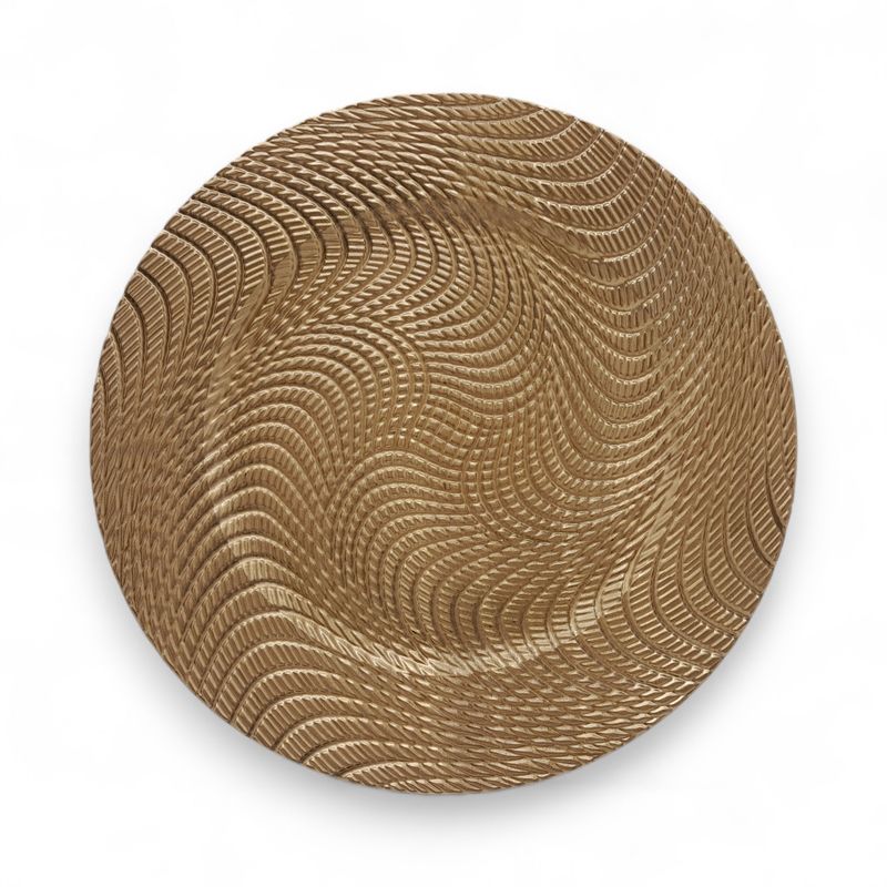 13&quot; Round Plastic Swirl Charger Plate Gold