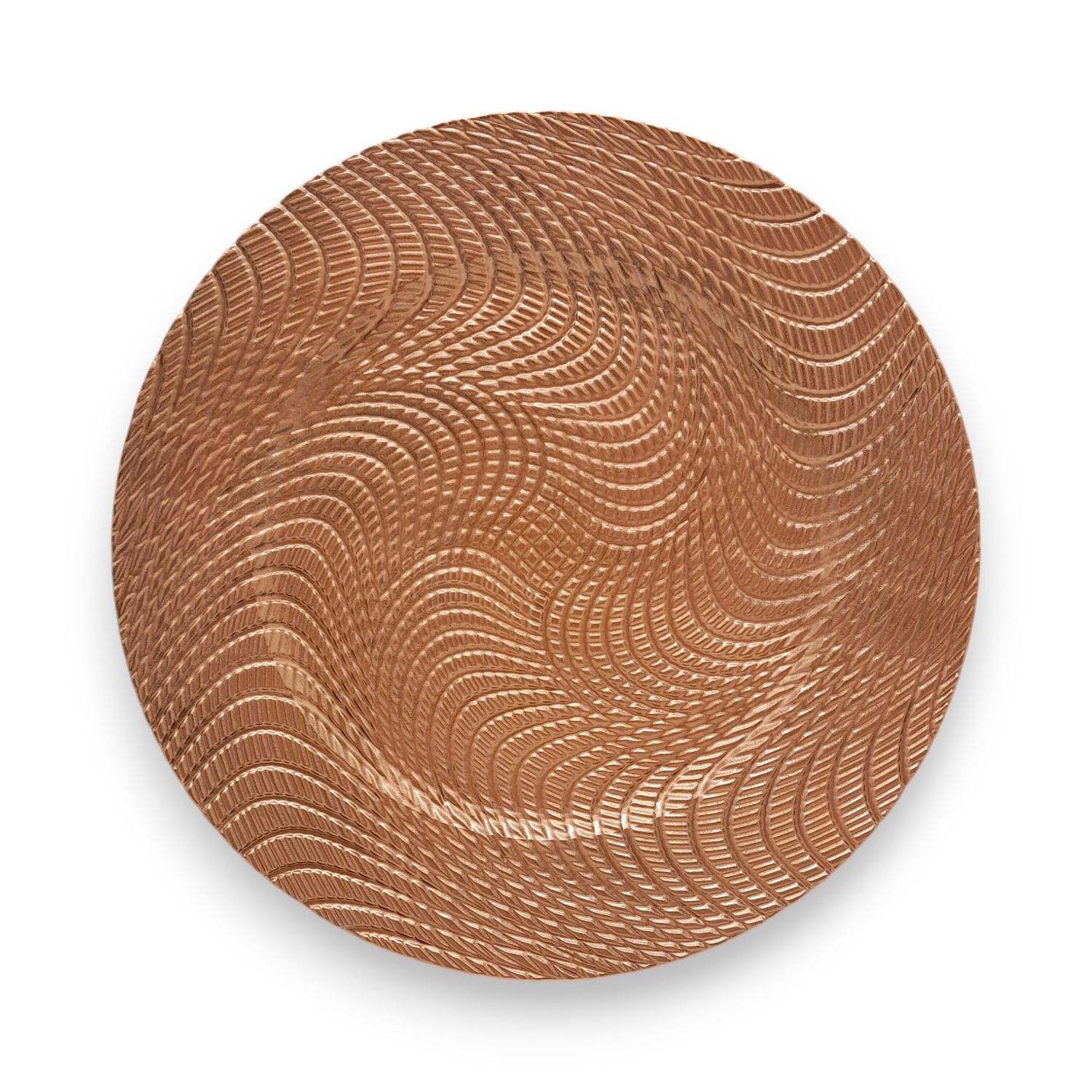 13&quot; Round Plastic Swirl Charger Plate Rose Gold