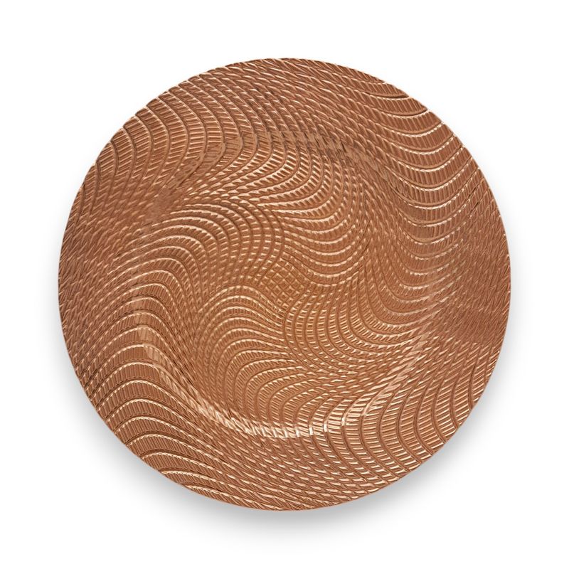 13&quot; Round Plastic Swirl Charger Plate Rose Gold