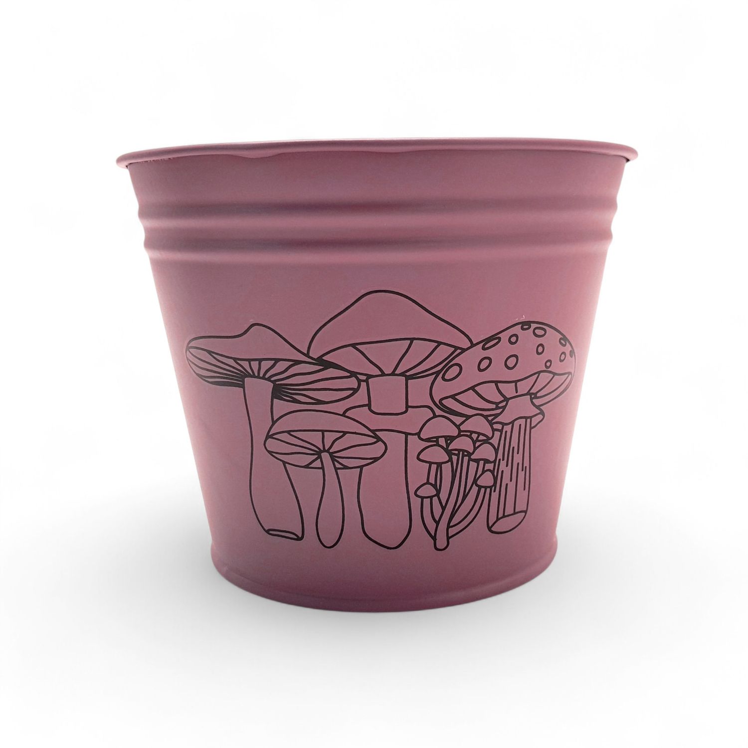 5&quot;x5&quot;x4&quot; Toadstool Tin Bucket Purple w/Clear Plastic Liner