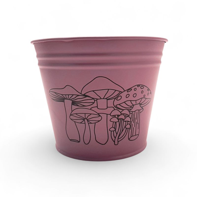 5&quot;x5&quot;x4&quot; Toadstool Tin Bucket Purple w/Clear Plastic Liner