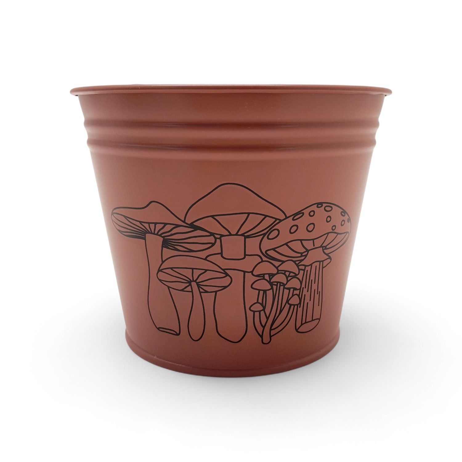 5&quot;x5&quot;x4&quot; Toadstool Tin Bucket Clay w/Clear Plastic Liner