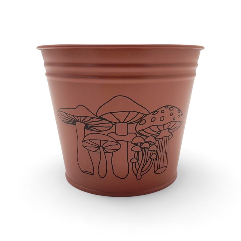5&quot;x5&quot;x4&quot; Toadstool Tin Bucket Clay w/Clear Plastic Liner
