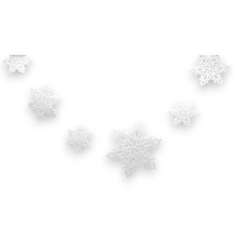 82" Glitter Foam Snowflake Garland White
