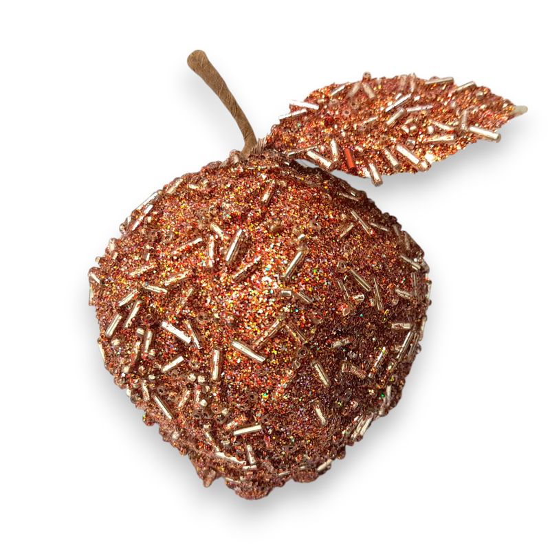 2.5&quot;x4&quot; Glitter Beaded Apple Ornament Copper