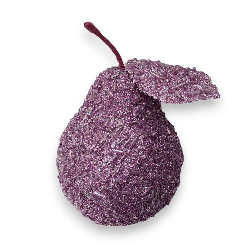 2.75&quot;x4.5&quot; Glitter Beaded Pear Ornament Lavender