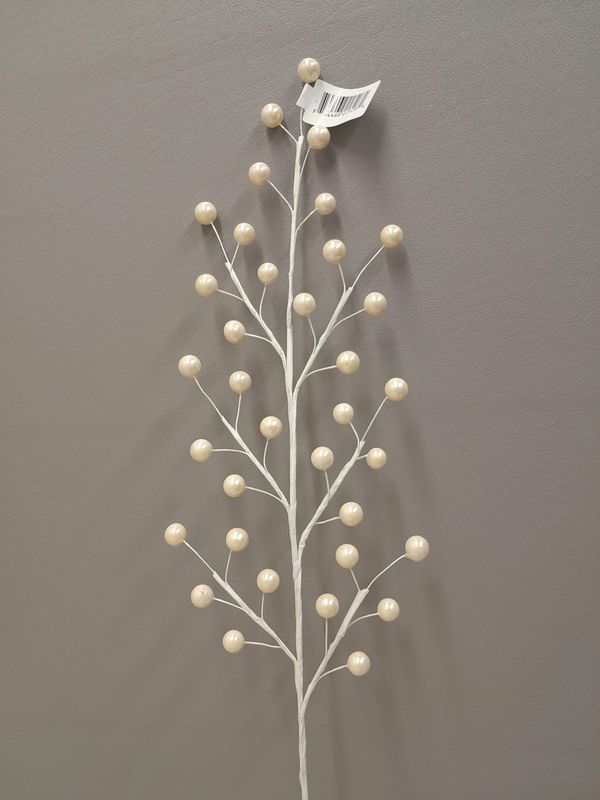 1pc 19&quot; Berry Spray w/35 Berries Pearl White