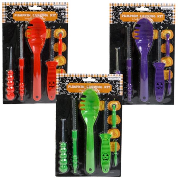6pc Pumpkin Carving Kit w/Book Assorted 6pc Pumpkin Carving Kit w/Book Assorted