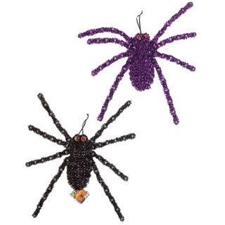 16&quot;x15.75&quot; Jumbo Tinsel Spider w/Glow In The Dark Spots Assorted