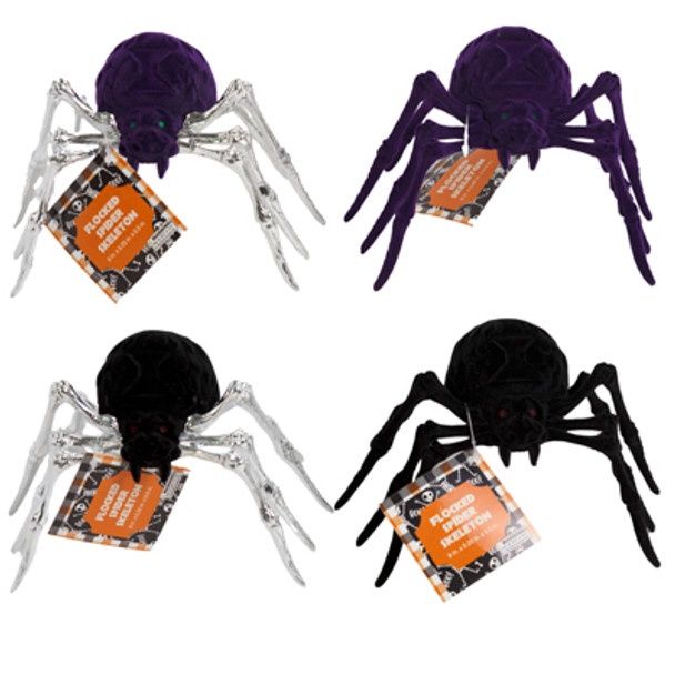 9"x5.25"x5.5" Flocked Spider Skeleton Assorted 9"x5.25"x5.5" Flocked Spider Skeleton Assorted