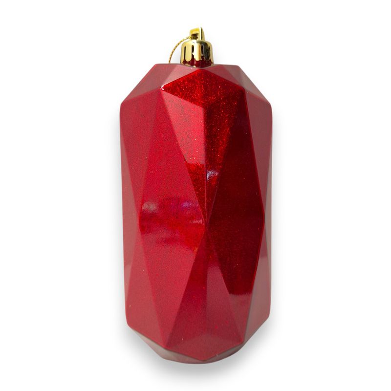 2.5&quot;x5.5&quot; Cubic Rectangle Gem Ornament Red (Plastic)