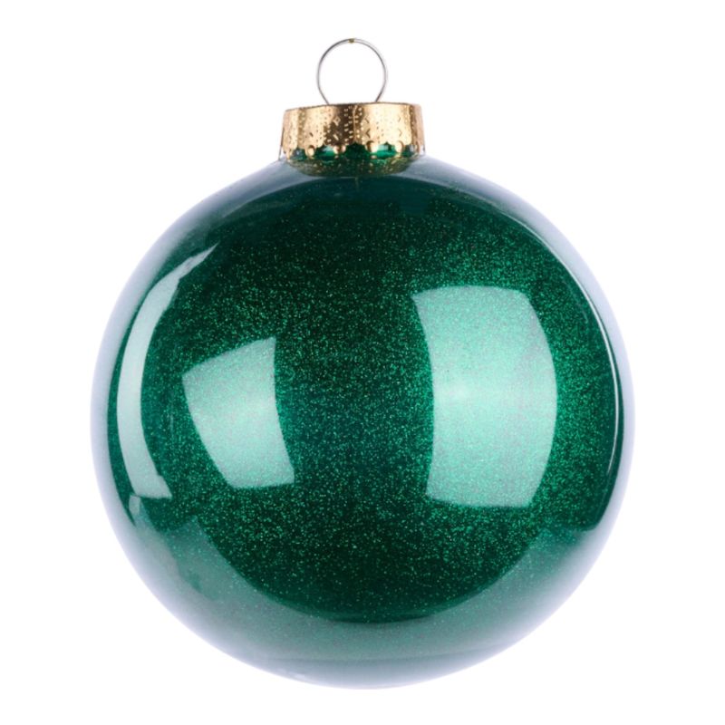 120mm Lacquer Look Glitter Ornament Emerald  (Plastic)