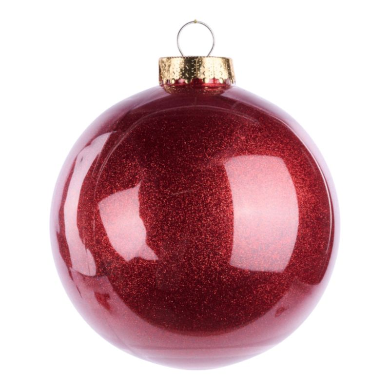 100mm Lacquer Look Glitter Ornament Red  (Plastic)