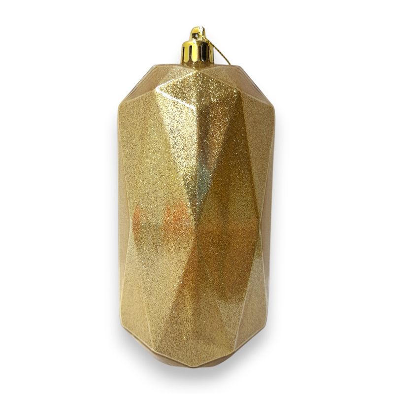 2.5&quot;x5.5&quot; Cubic Rectangle Gem Ornament Gold (Plastic)