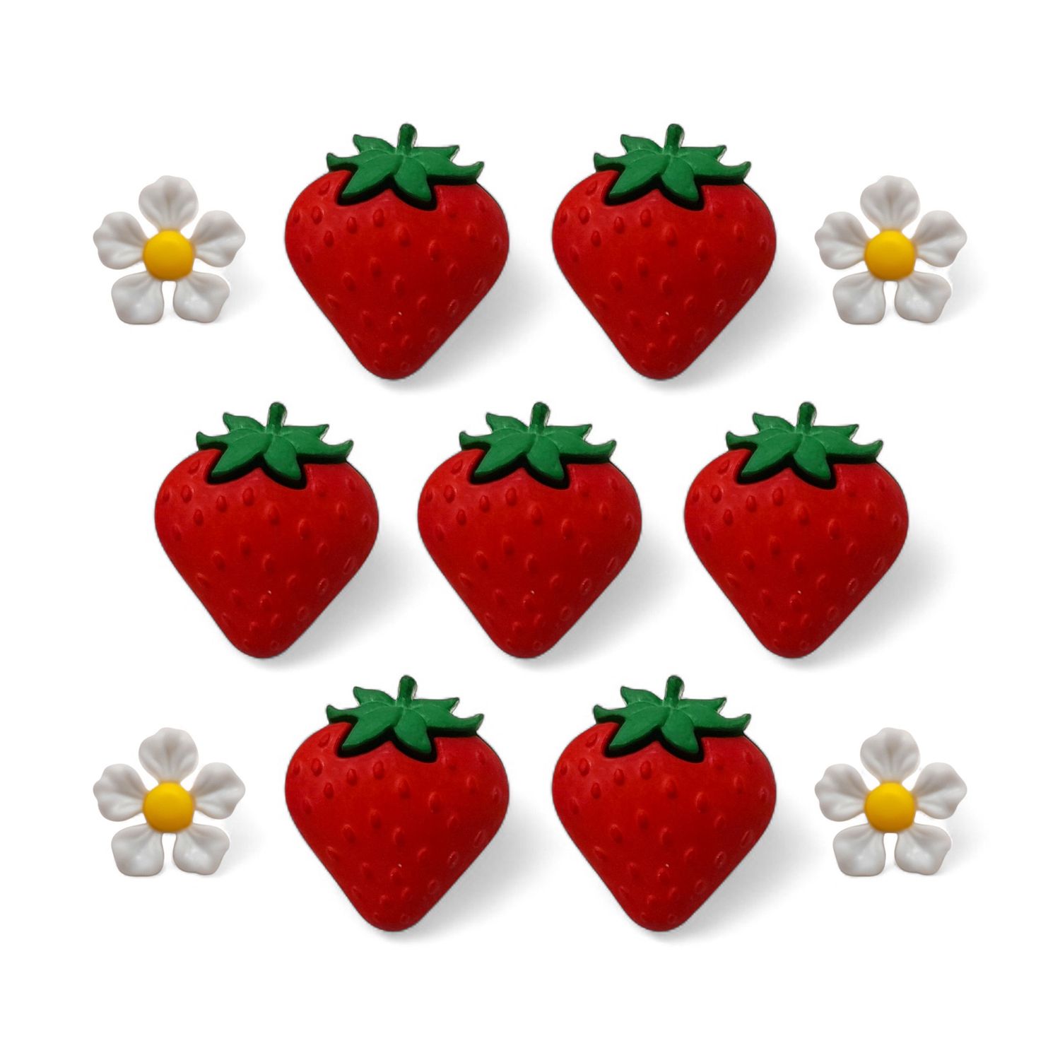 Strawberry &amp; Flower Buttons Assorted