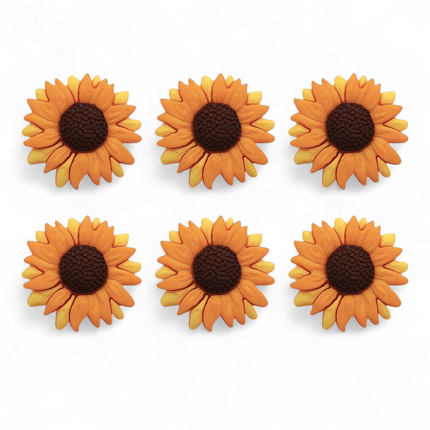 6pc Sunflower Buttons Yellow/Brown