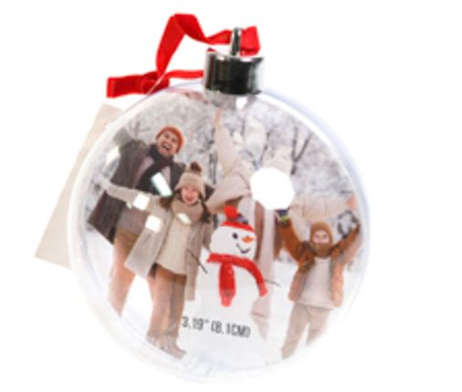 3.35" Photo Ornament Ball (Holds 3.19" Photo) (Plastic)