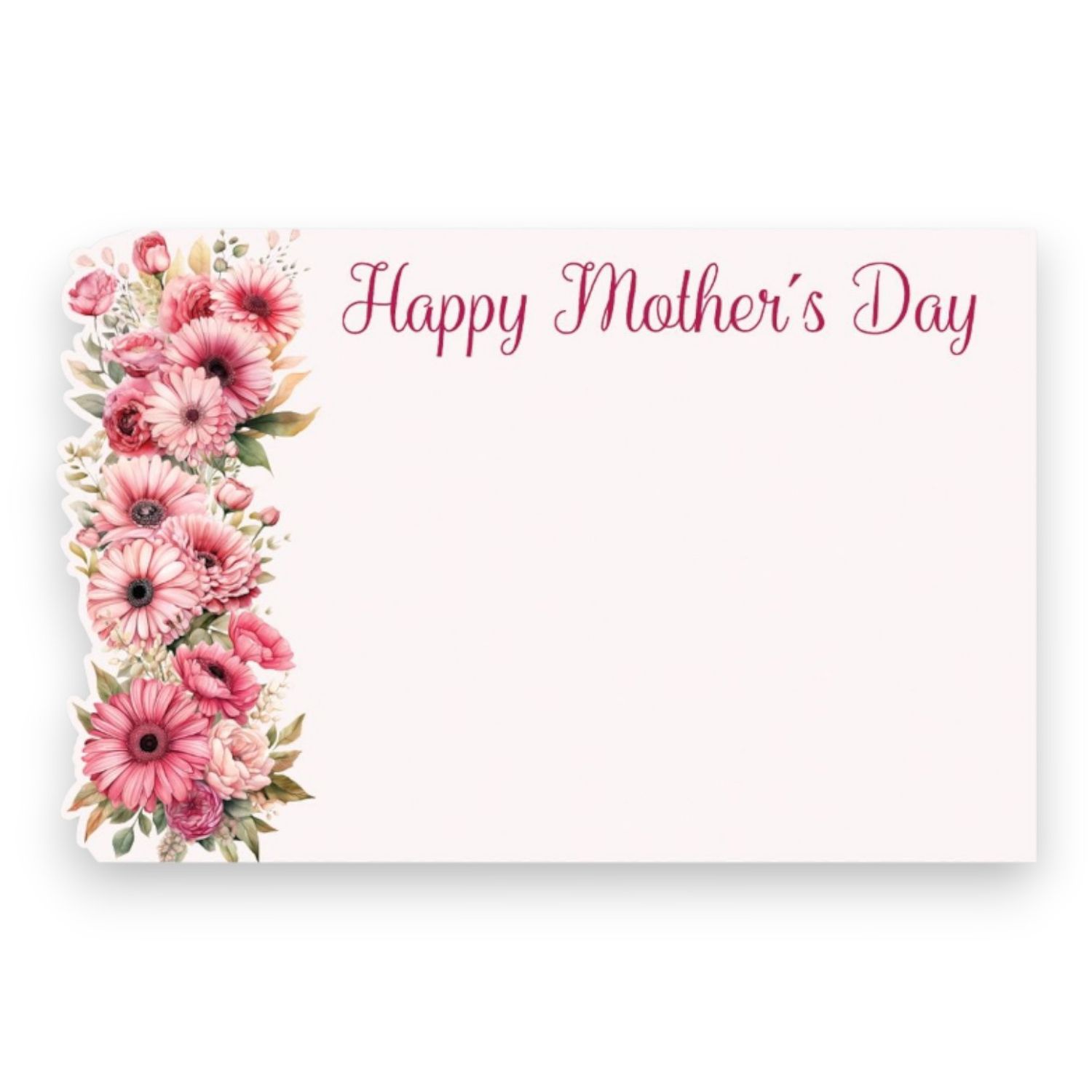 50pc 3.5&quot;x2.25 Enclosure Cards Happy Mothers Day Pink Gerberas