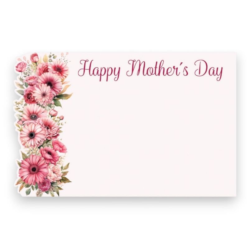 50pc 3.5&quot;x2.25 Enclosure Cards Happy Mothers Day Pink Gerberas