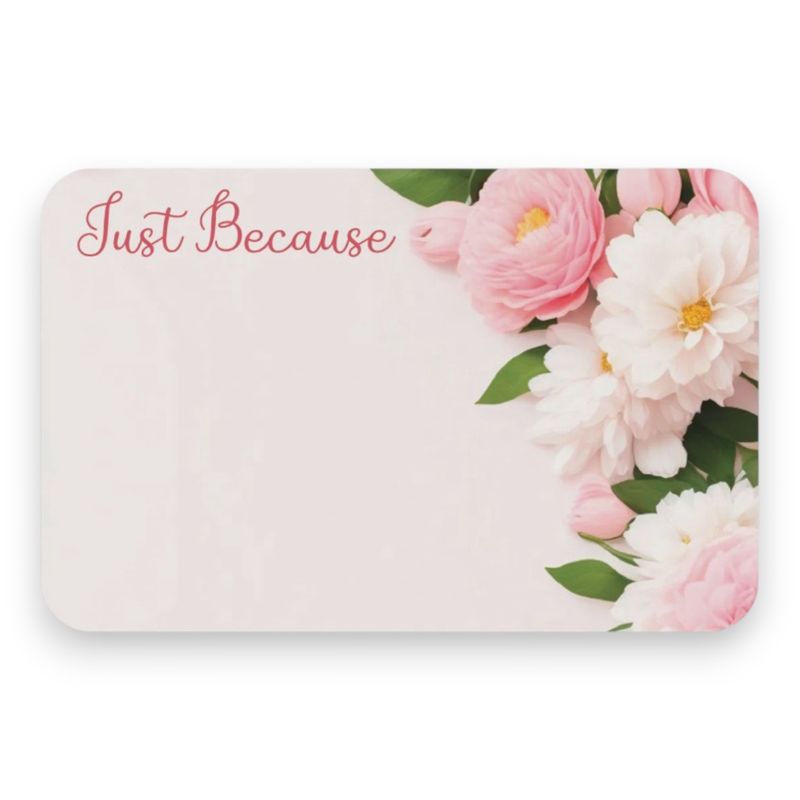 50pc 3.5&quot;x2.25 Enclosure Cards Just Because Pink &amp; White Flowers