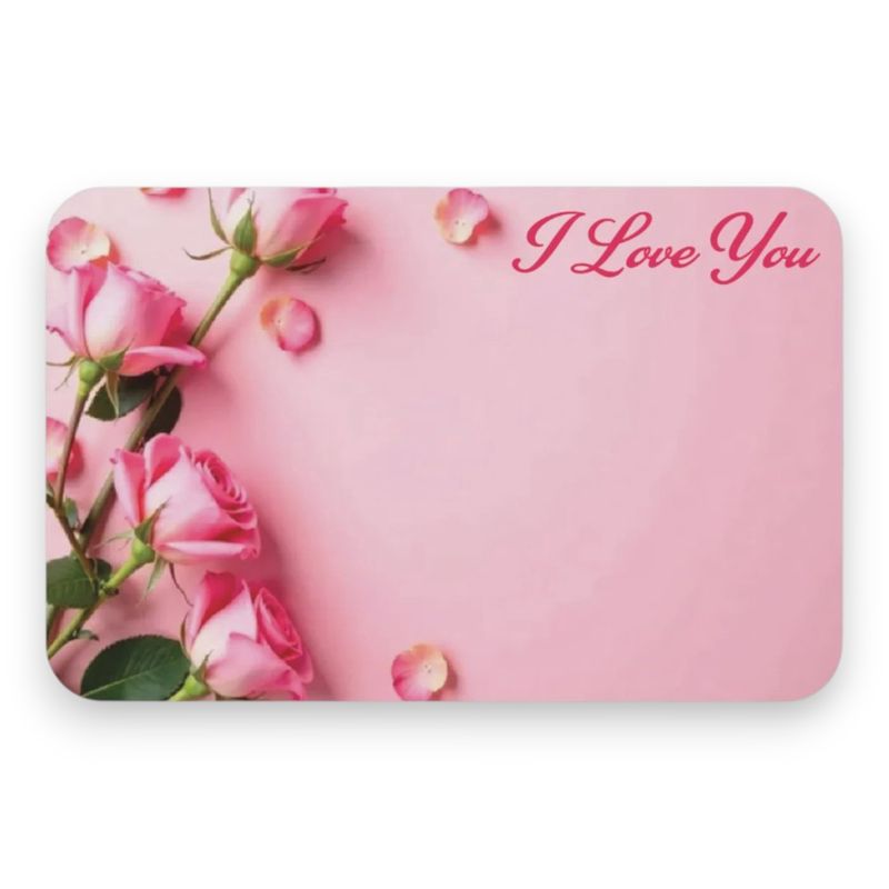 50pc 3.5&quot;x2.25 Enclosure Cards I Love You Pink Roses