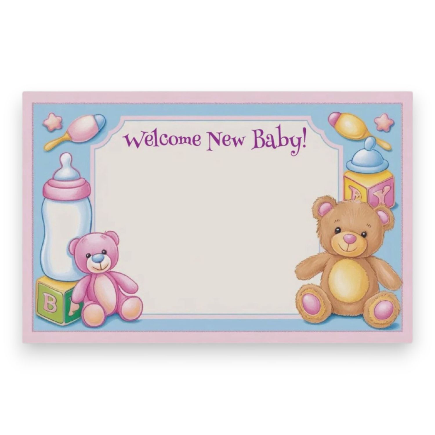 50pc 3.5&quot;x2.25 Enclosure Cards New Baby Pink &amp; Blue