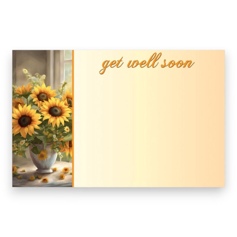 50pc 3.5&quot;x2.25 Enclosure Cards Get Well Soon Sunflowers