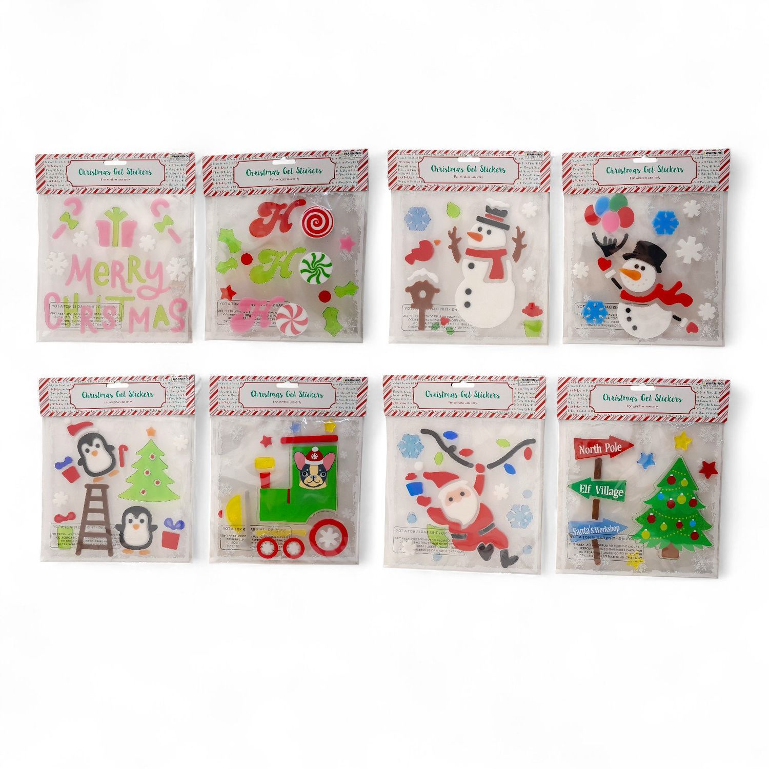 Christmas Gel Window Stickers Assorted (1 Pack)